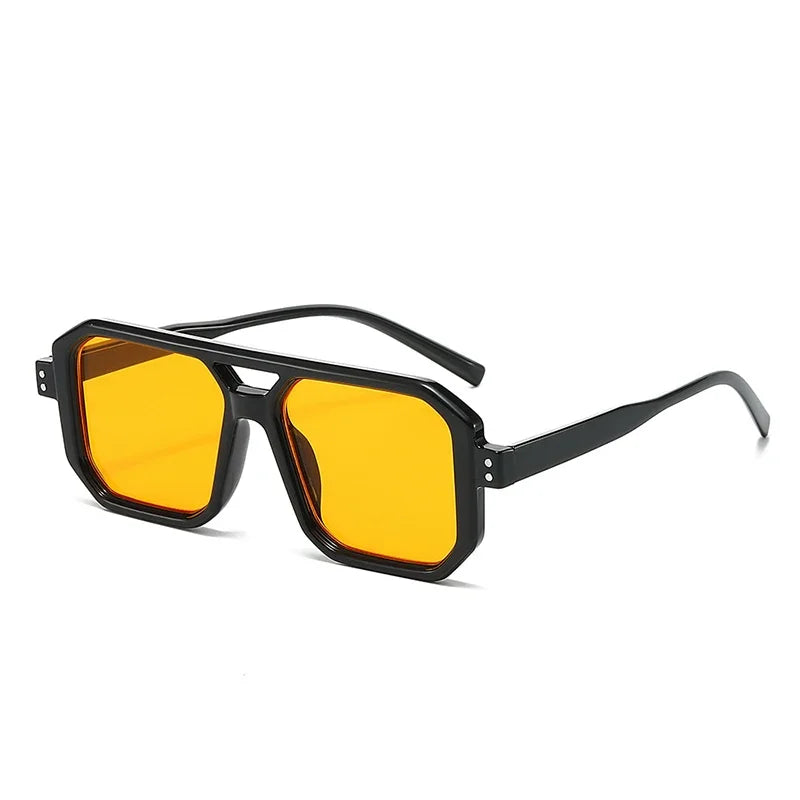 JNPCXI New Retro Double Bridges Square Men Punk Sunglasses Fashion Clear Gradient Shades UV400 Women Brand Designer Sun Glasses