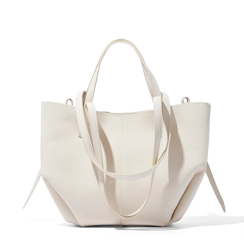 Top-Grain Cowhide Leather Large-Capacity Women's Tote Bag, Versatile Minimalist Smiley Face Handbag Bag Luxury Designer Wing Bag
