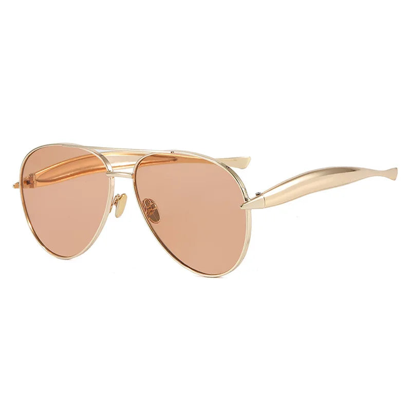 JNPCXI New Y2k Vintage Metal Pilot Sunglasses for Women Men Punk Popular Outdoor Driving Luxury Sun Glasses Shades UV400