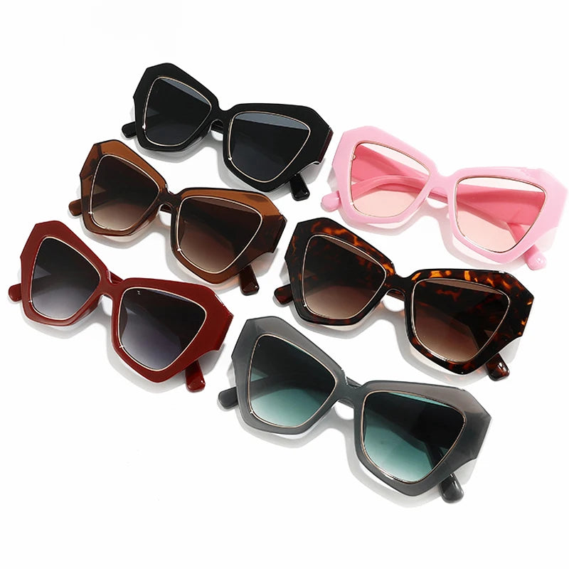 JNPCXI Ins Popular Fashion Cat Eye Women Sunglasses Polygon Shades UV400 Retro Candy Color Men Sun Glasses