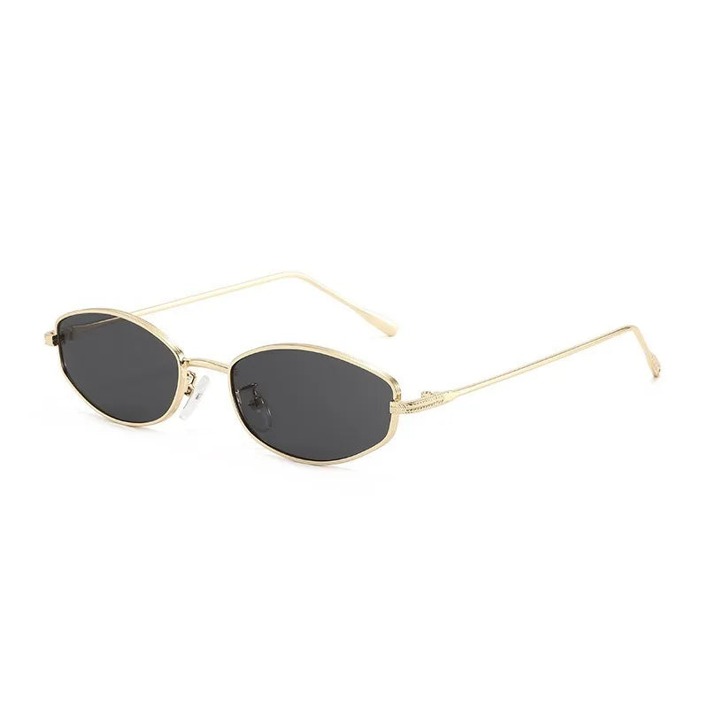 JNPCXI Fashion Small Cat Eye Metal Sunglasses Men Women Outdoor Sun Glasses Vintage Triangle Irregular Design Punk Eyeglasses