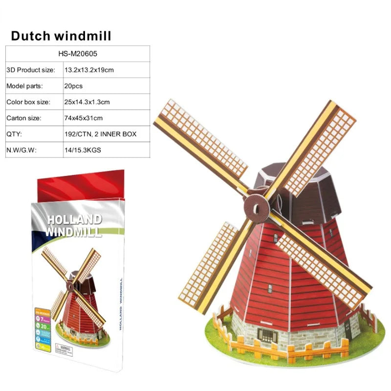 3D World-famous Architectural Puzzle Big Ben Pisa Tower White House Kindergarden Toy Children Classroom Handmade Gifts Jigsaw