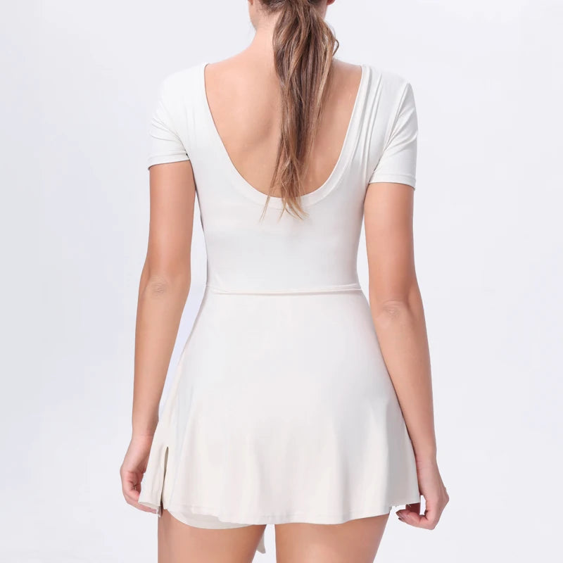 DIAS FIT JOY Sporty One-Piece Dress Prevents Walk Light Beautiful Back Design Yoga Skirt Tennis Skirt Naked Sensation