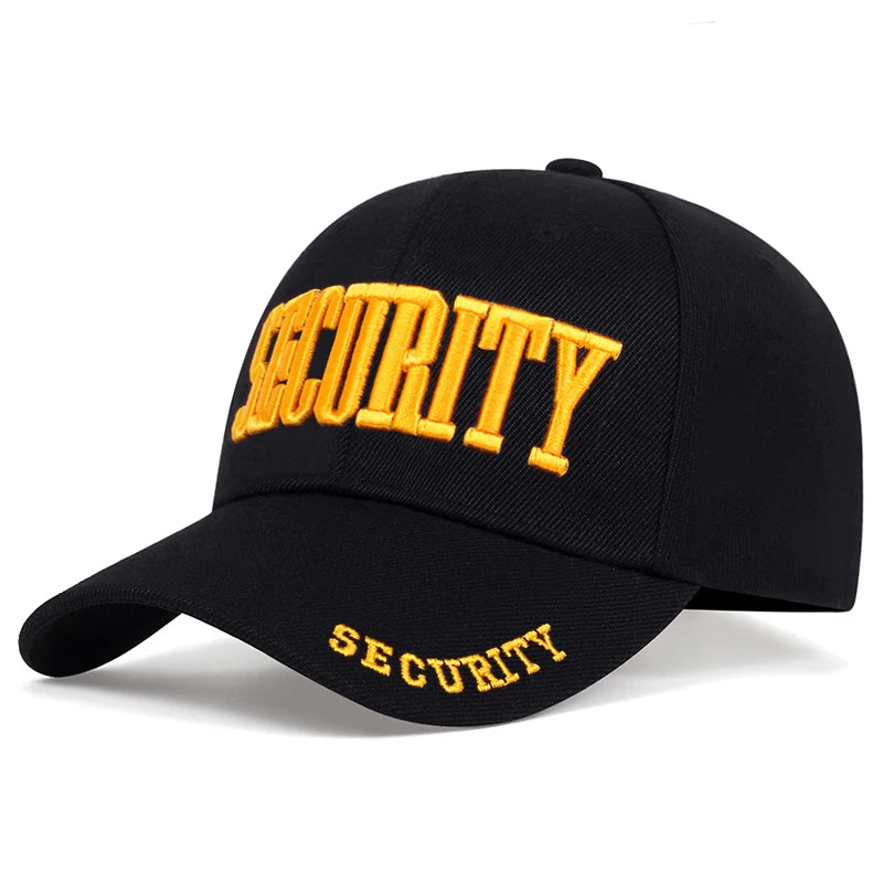 SECURITY Letter Embroidery Baseball Cap, USA Men Dad Hat Cotton, Snapback Hats