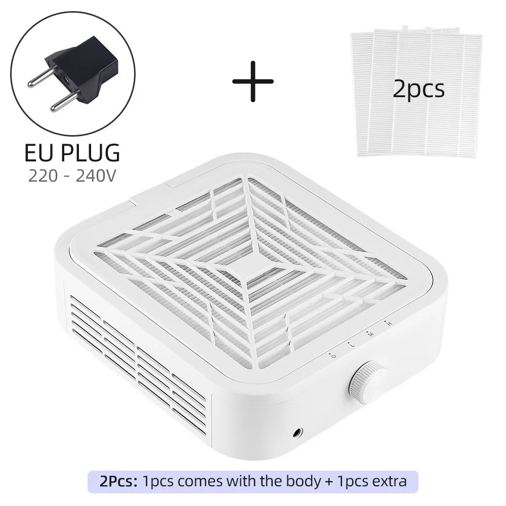 120W Powerful Nail Dust Collector With 2 Filter Super Suction Brushless Nail Dust Extractor Nail Art Manicure Fan Vacuum Cleaner