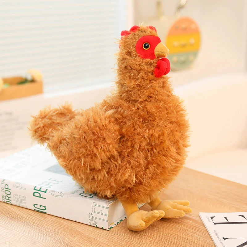 Chubby Rooster Hen Black-bone Chicken Fluffy Simulation Animal Poultry Stuffed Soft Lifelike Huggable Pillow