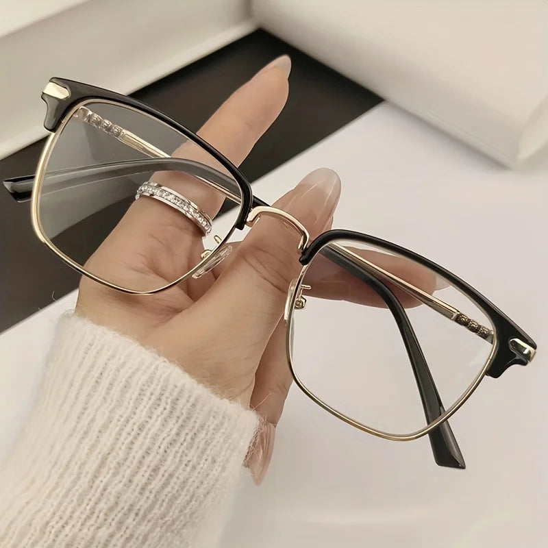Fashion Ladies Anti-Radiation Anti-Blue Light Square Glasses With High Quality Metal Glasses Frame Women