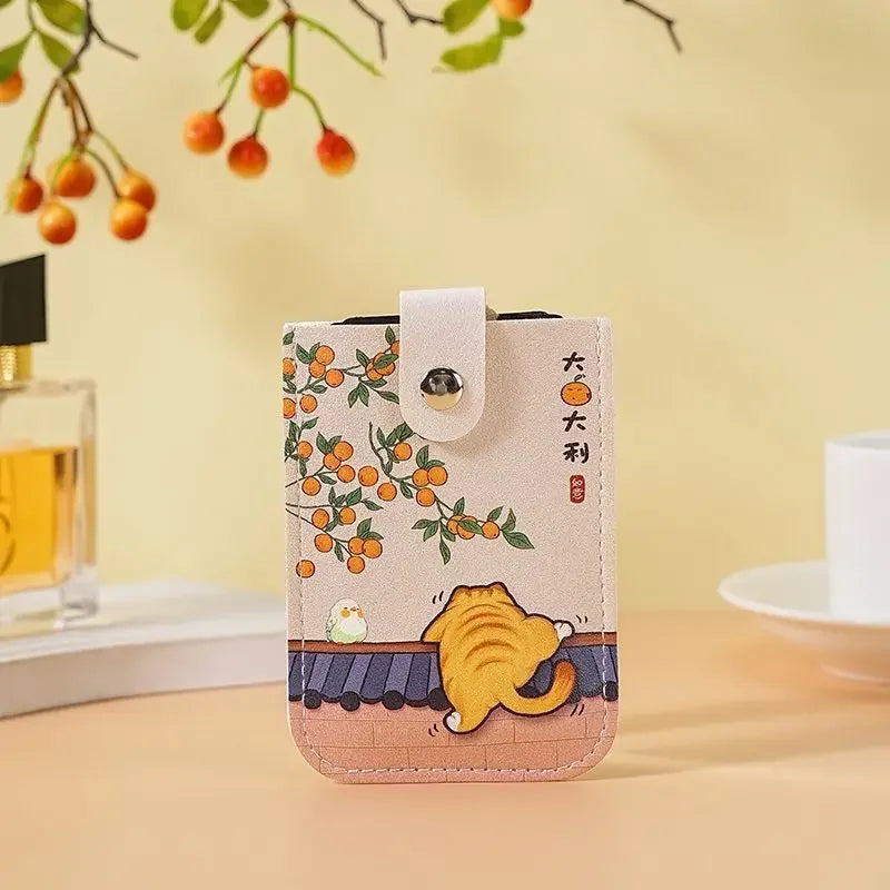 Laminated Concealed Mini Card Wallet RFID Blocking 4 Cards Pockets ID Card Holder Pull-out Type PU Leather Business Card Case