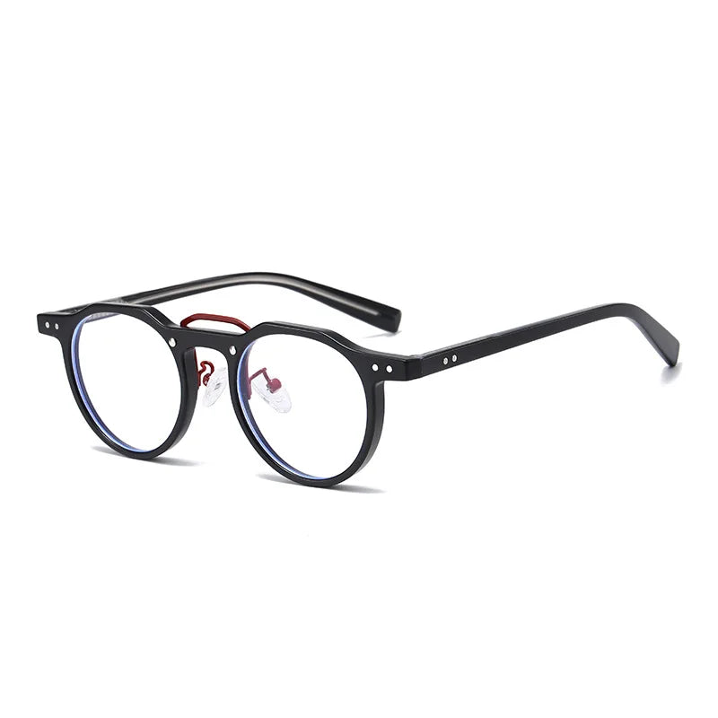 JNPCXI New Round Sunglasses Women Rivets Punk Gray Shades UV400 Fashion Men Clear Anti Blue Light Glasses Frame