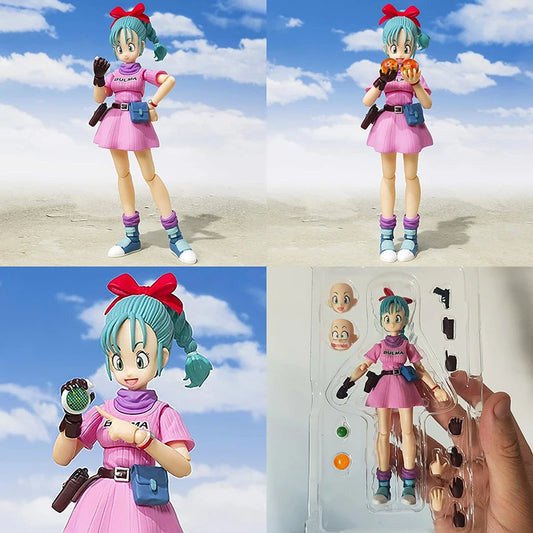 13cm SHF Dragon Ball Pink Bulma  Action Figure PVC Battle Detector Collection