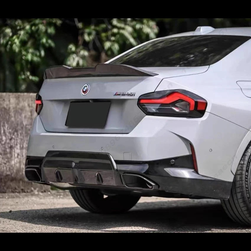 For BMW 2 Series G42 M240i M235i M Sport 2021-2025 LED Car Rear Bumper Diffuser Lip Spoiler Body kit Gloss Black  Accessories