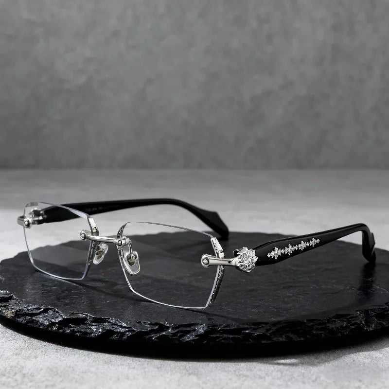 New Y2K Retro Square Glasses Transparent Rimless Rectangle Shades Glasses Women's Anti Blue Light Computer Eyeglasses