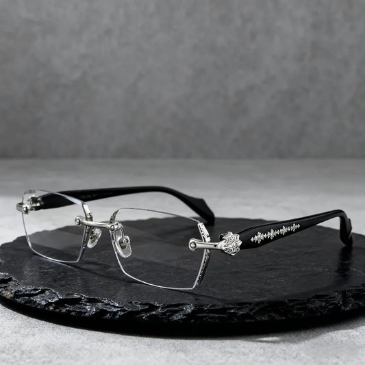 New Y2K Retro Square Glasses Transparent Rimless Rectangle Shades Glasses Women's Anti Blue Light Computer Eyeglasses