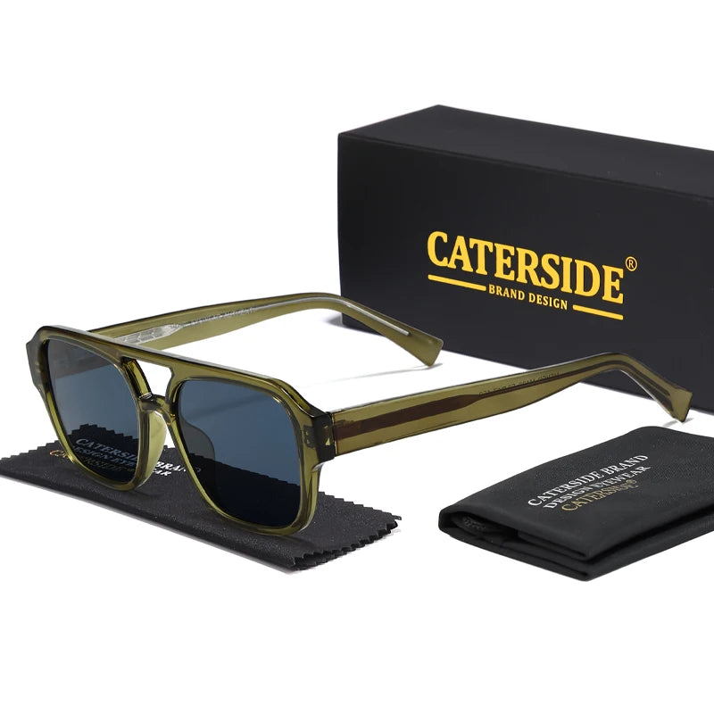 CATERSIDE Fashion Men Sunglasses Flat Top Double Bridges Design Sun Glasses Woman Outdoor Travel Beach Ideal Choice for Gifts