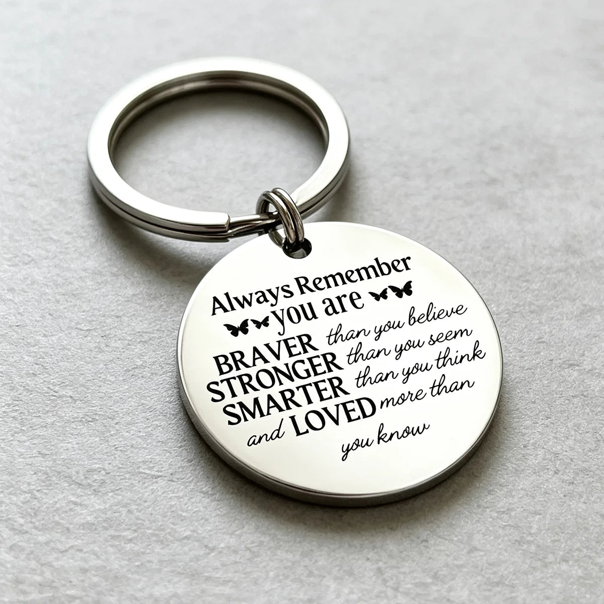 Always Remember you are braver Stronger  Smater loved Key chain perfect birthday or holiday gift for son daughter