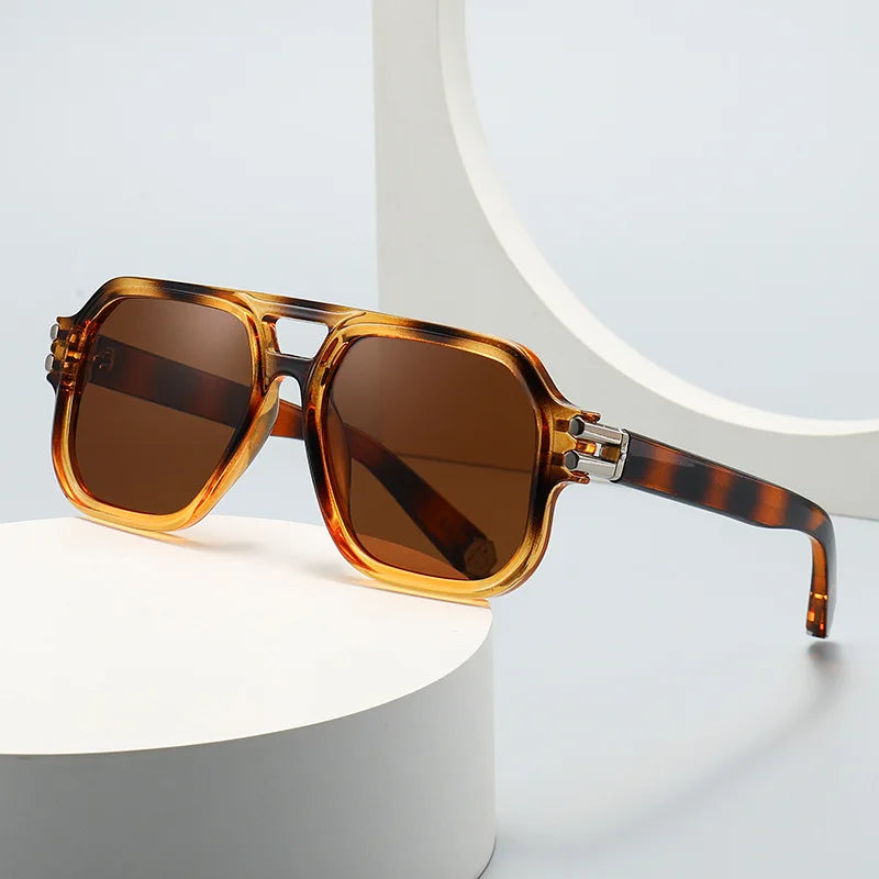 JNPCXI Polarized Fashion Square Sunglasses Men Gradient Shades UV400 Vintage Rivets Women Trending Sun Glasses