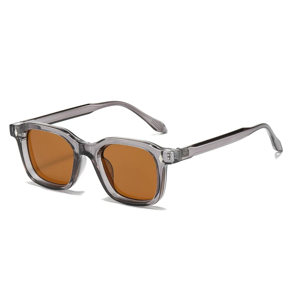 JNPCXI Square Women Fashion Sunglasses Shades UV400 Retro Rivets Clear Gradient Men Trending Sun Glasses