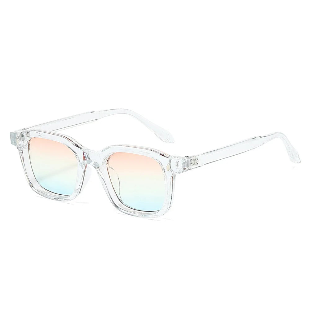 JNPCXI Square Women Fashion Sunglasses Shades UV400 Retro Rivets Clear Gradient Men Trending Sun Glasses