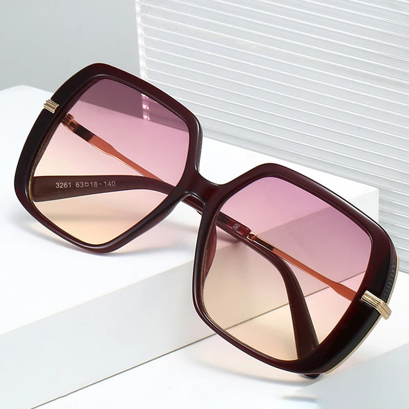 JNPCXI Retro Square Rivets Men Sunglasses Gradient Shades UV400 Fashion Green Leopard Women Clear Lens Frame