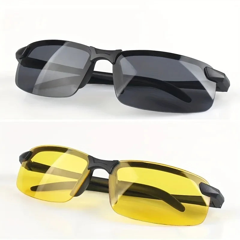 Night Vision Glasses for Women Men Fashion Semi Rimless Driver Anti-Glare Goggles Glasses for Night Driving
