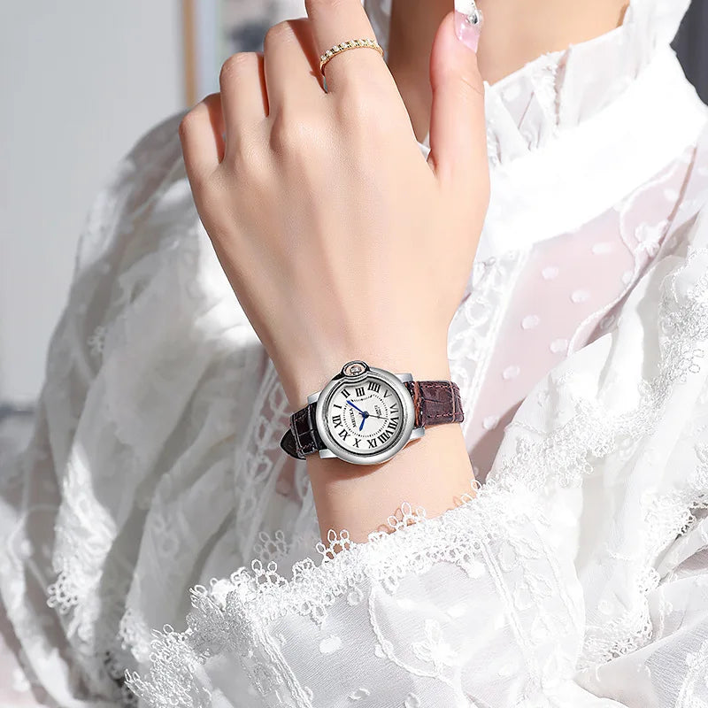 Hot Top Brand Luxury Women's  Atmosphere Rome Dial Quartz Watches Fashion Lady Leather Strap Wristwatch Love Gift Relógio