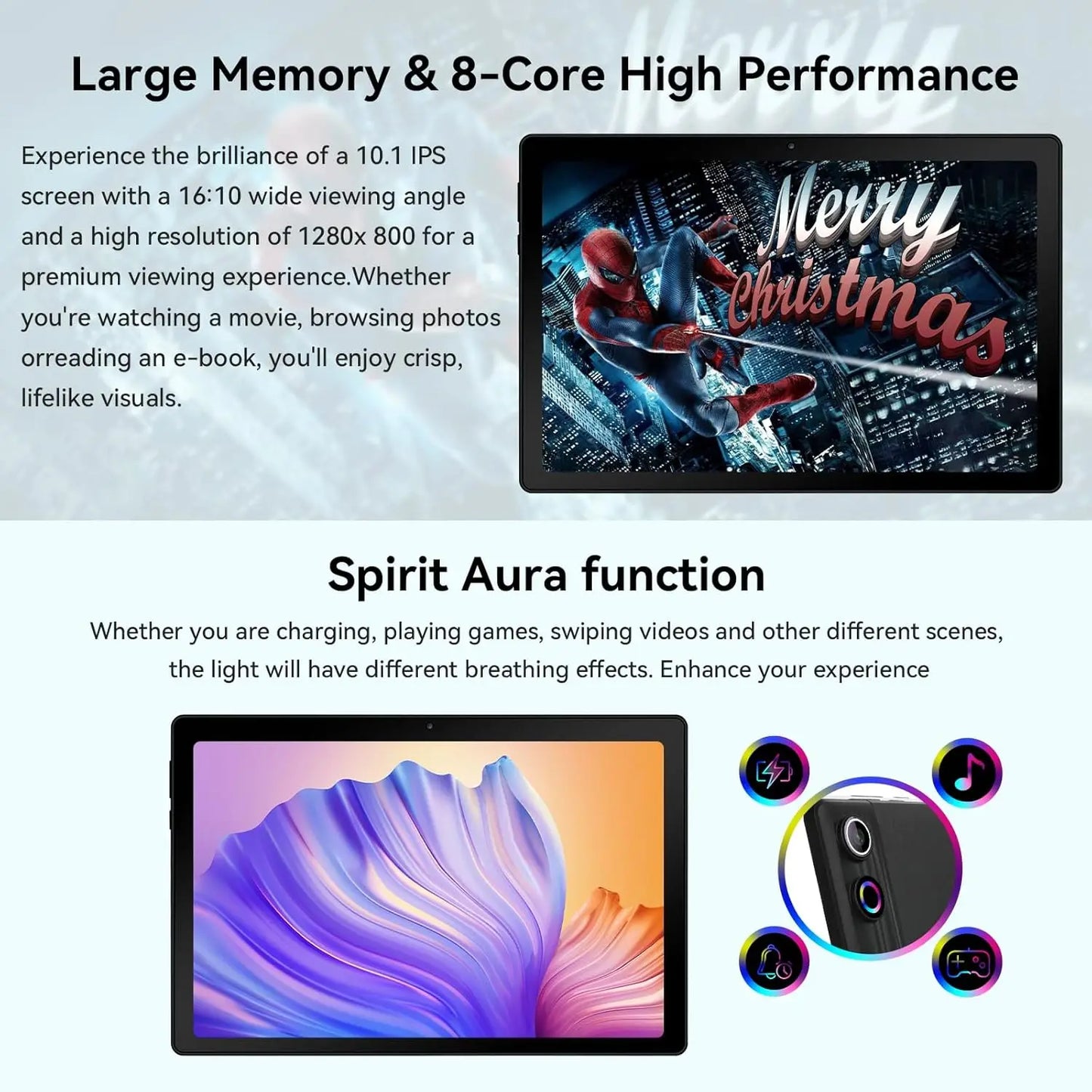 URAO 10" Android 14 Tablet 10GB+64GB 1TB Expand, WiFi 6, 5000mAh Face Detection