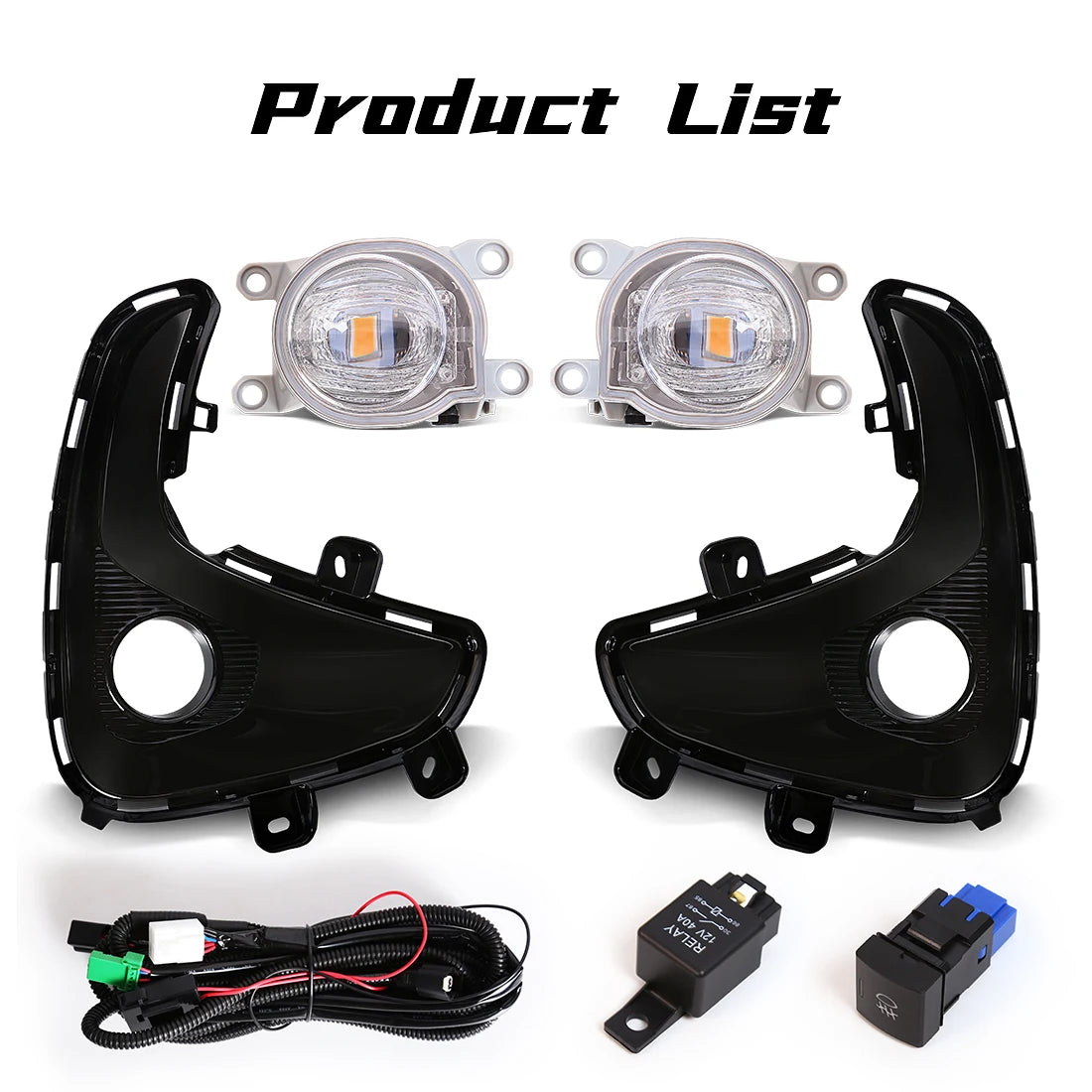 LED Fog Lamps For Toyota Vios Yaris 2020 2021 2022 Car Fog Light Front Bumper Daylight Cover Wire Harness Grille Foglights Frame