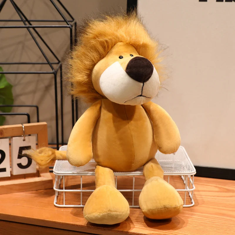 New  Stuffed Lifelike Lion Tiger Elephant Monkey Leopard Doll Simulation Forest Animals Plush Toys  Birthday Gift