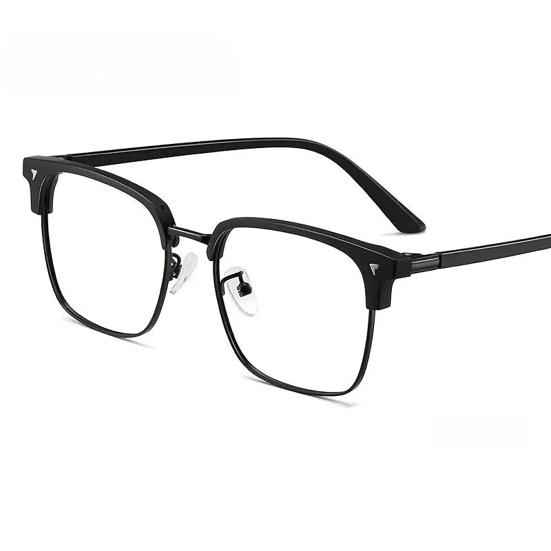 Anti blue light glasses for men and women, retro half frame eyebrow glasses frame, classic flat lens