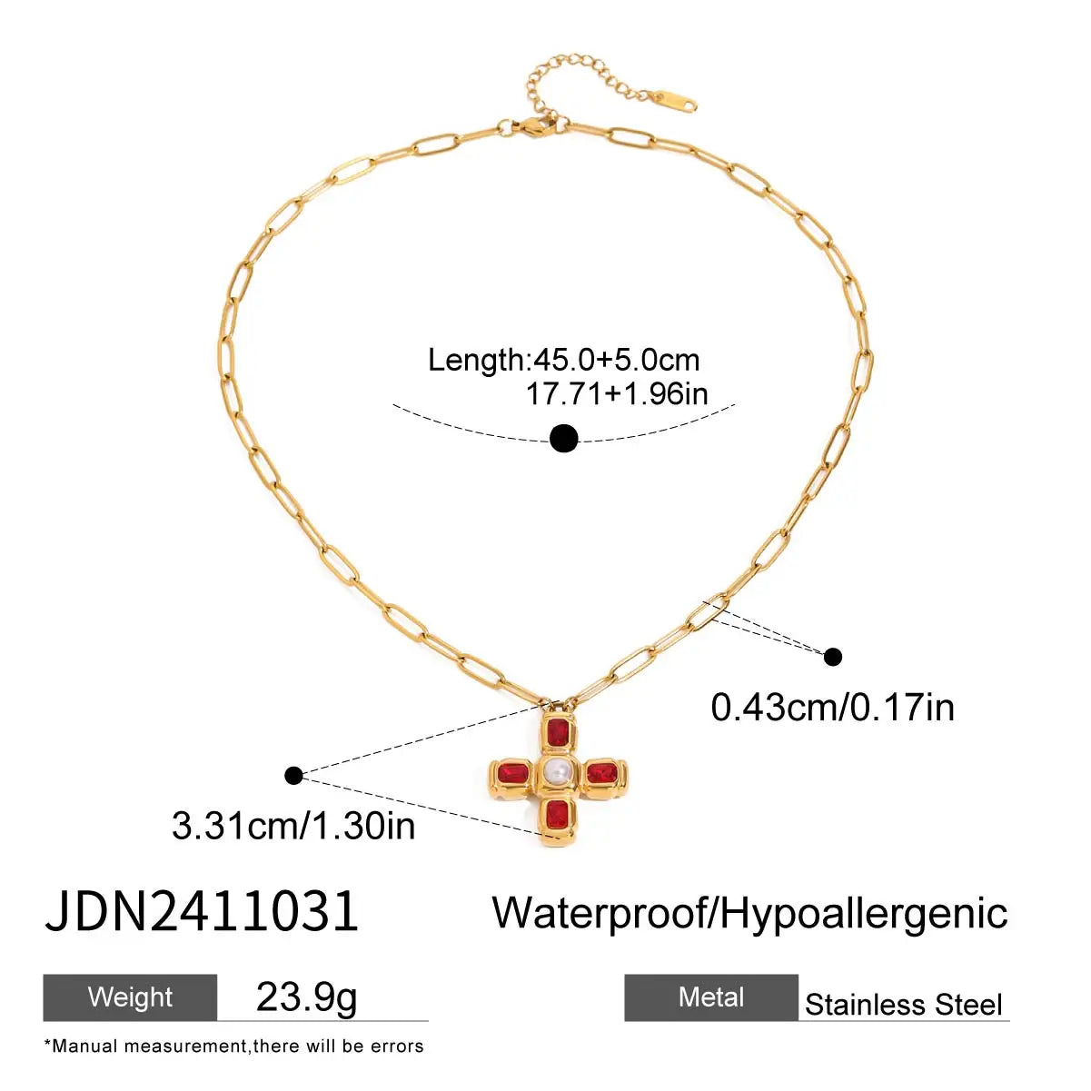 Uworld Delicate Colorful Bling Cubic Zirconia Cross Pendant Stainless Steel Luxury Necklace High-Grade Fashion Shiny Jewelry Gif