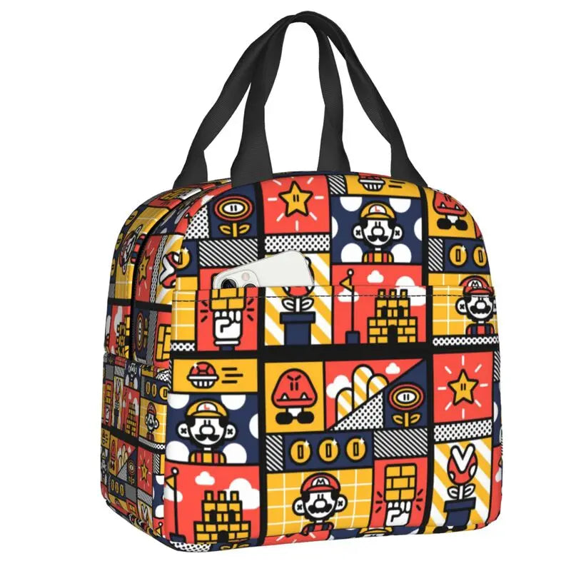 Custom Mario SuperBros Insulated Lunch Bag Reusable Thermal Cooler Lunch Box M16