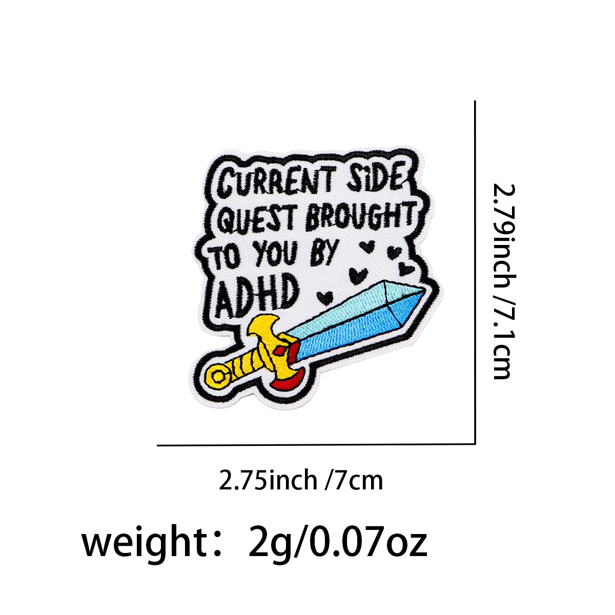 ADHD Quotes Iron On Patch Clothes Patch For Clothing Sword Embroidered Patch Garment Apparel Accessories Sewing Stickers