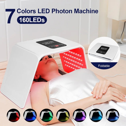 160 LEDs Foldable 7 Colors LED Photon Machine Face LED Mask PDT Machine Home Use Beauty Salon LED Facial Body SPA Mask Skin Care