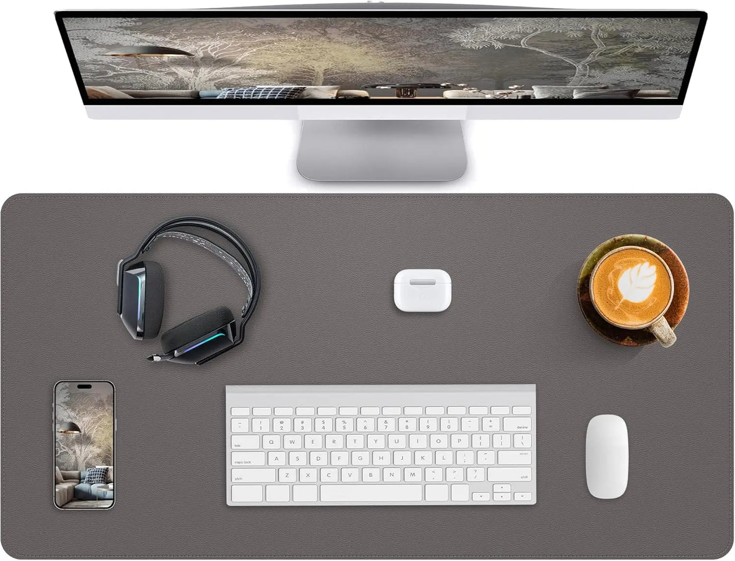 Mouse Pad Portable Mousepad Large Office Waterproof Non-slip PU Suede Stitched Edges Desk Mat Computer Keyboard Desk Pad