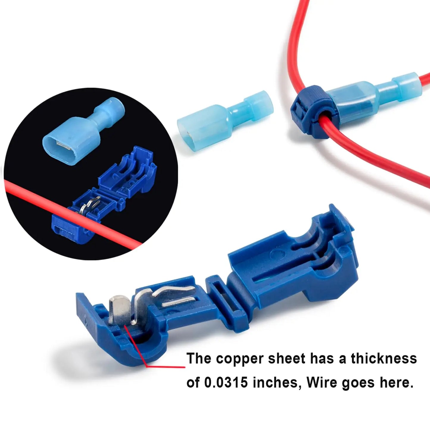 108 Pcs T-Tap Wire Connectors Kit, Quick Splice Self-Stripping Electrical Wire Terminals, Nylon Fully Insulated Male Quick