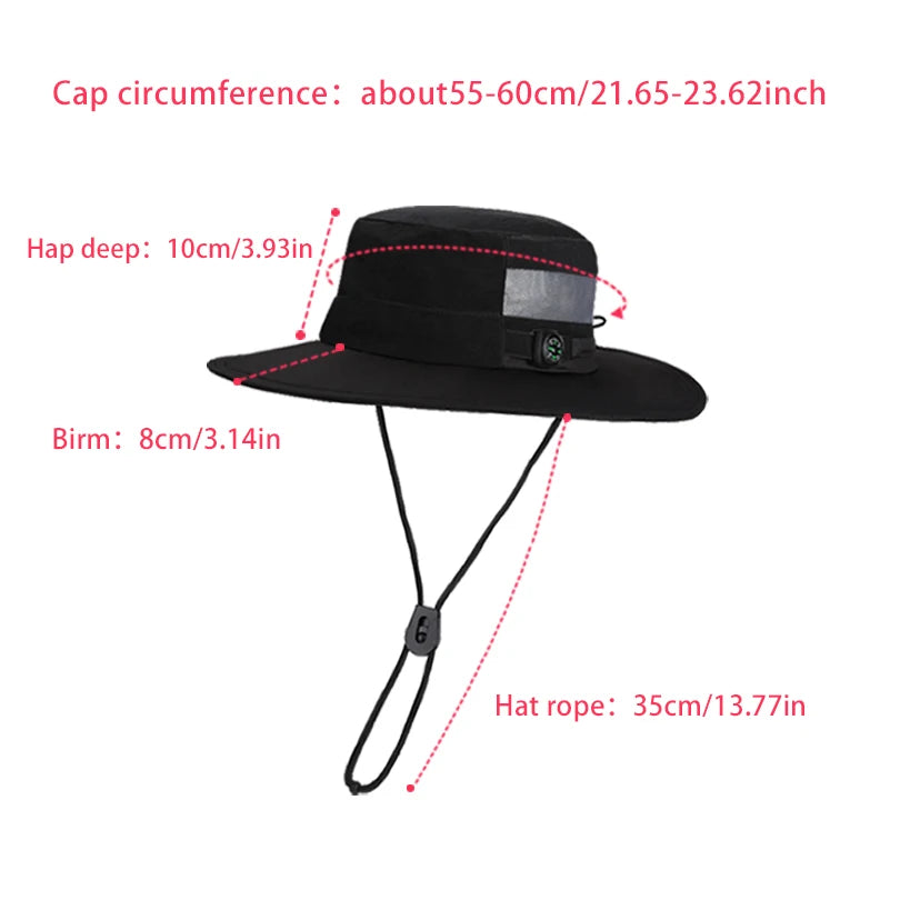 New summer women's sun hat - quick-drying and breathable fisherman hat for men, fishing and hiking compass hat