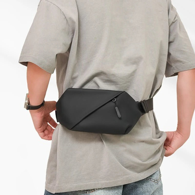 Men's Minimalist Waist Bag, Made of PU Fabric, Suitable for Outdoor Sports Waist Bags, Daily Shoulder Bags, Casual Crossbody Bag