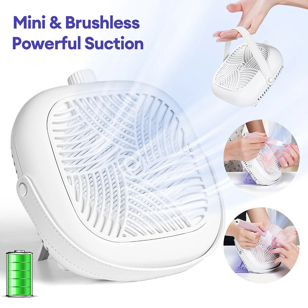 5300PRM Super Suction Mini Portable Nail Dust Collector Turbine Brushless Powerful Nail Dust Extractor 6o° Vertical Stand Use