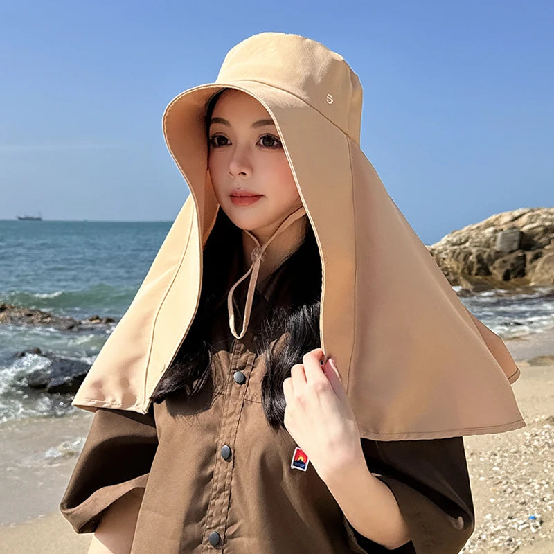 8517New shawl neck protective sunshade hat children summer outdoor riding face sunscreen fisherman hat