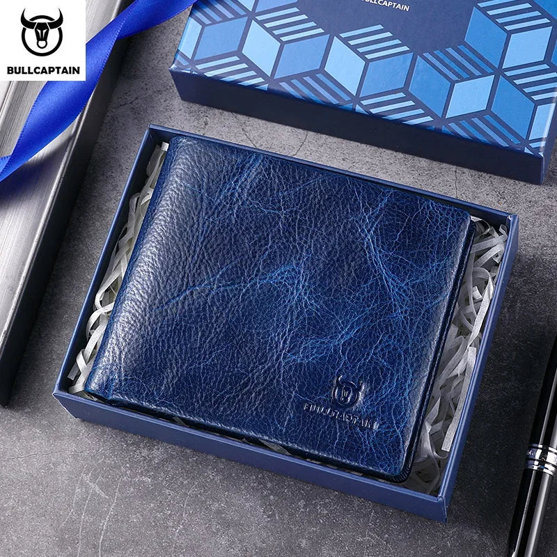 BULLCAPTAIN New Men's Leather Wallet RFID Function Fashion Business Multi-Card Men's Wallet Clip QB026