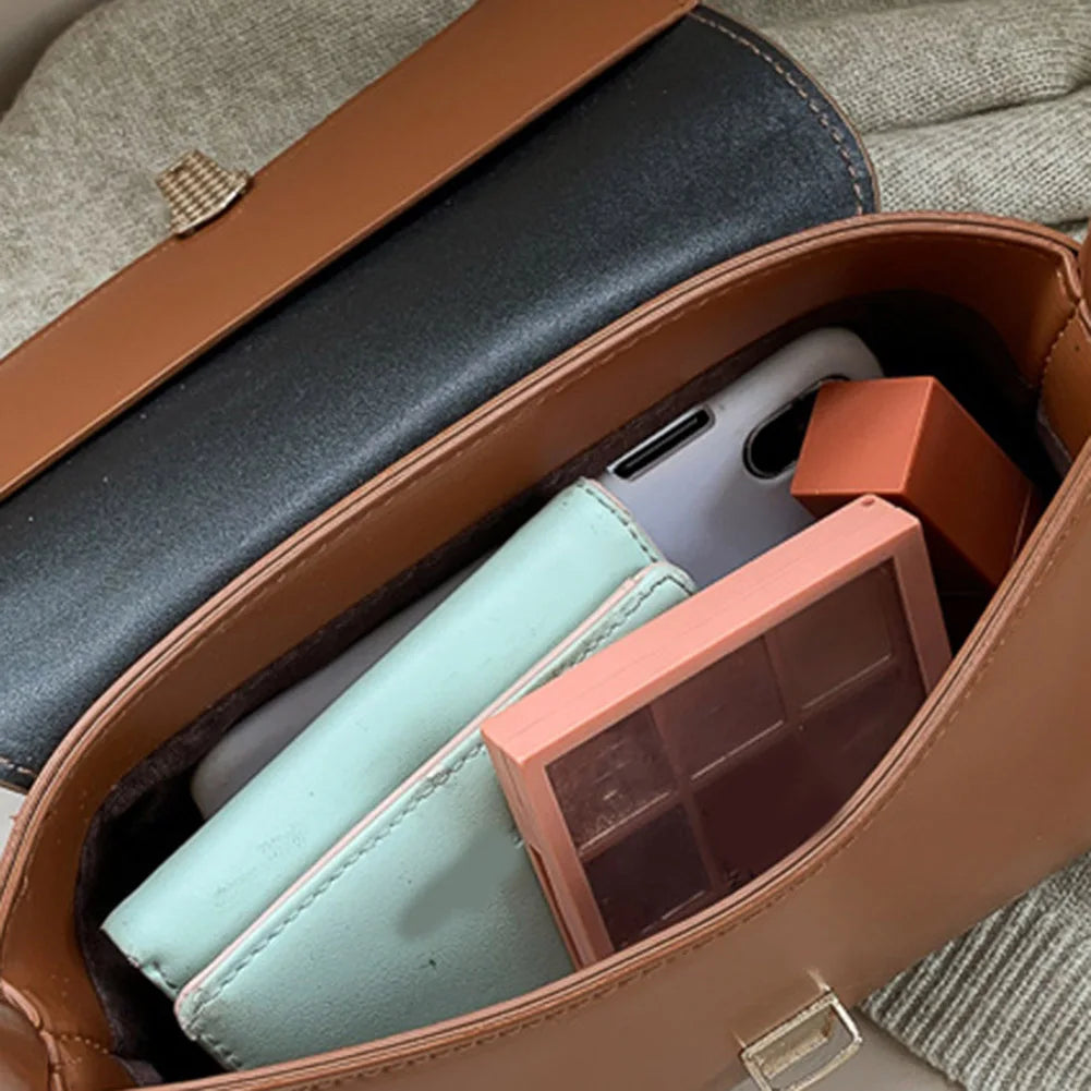 Women Retro Tote Bag Vintage Underarm Bag Casual PU Leather Simple Handbags