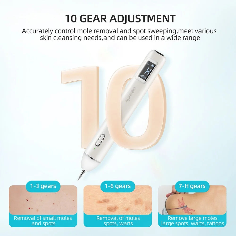 10 Level Laser Plasma Pen With Spotlight Skin Mole Remover Skin Dark Spot Freckle Warts Tag Tattoo Removal Laser Pen Skin Care