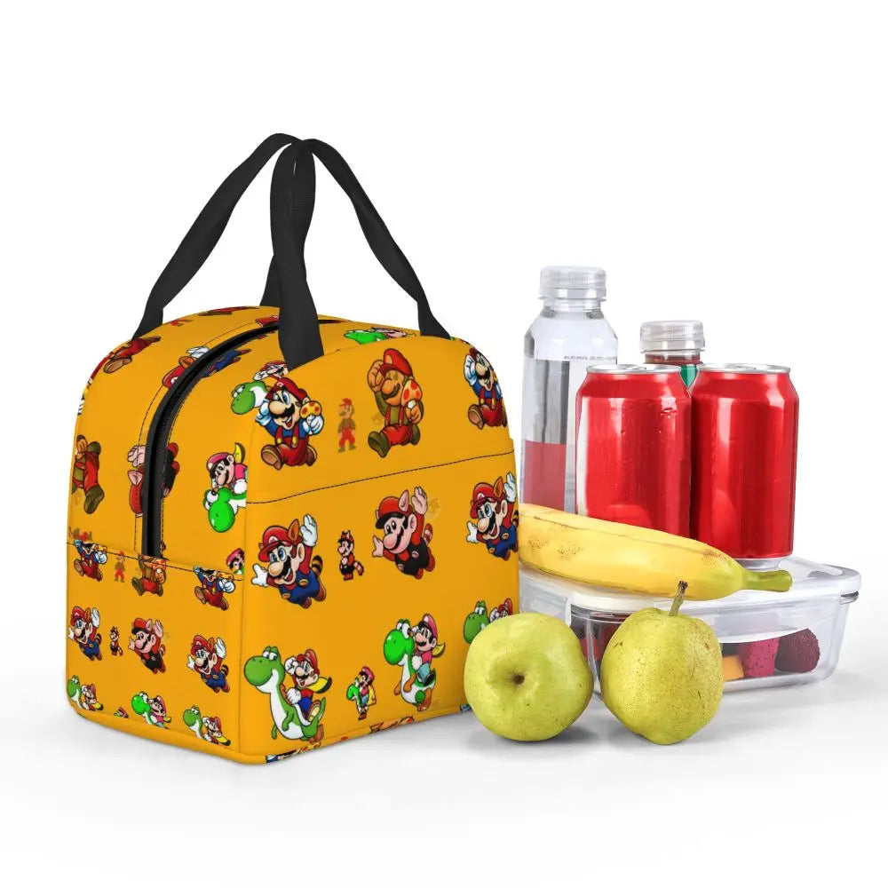 Custom Mario Super Bros Insulated Lunch Bag Reusable Thermal Cooler Lunch Box M6