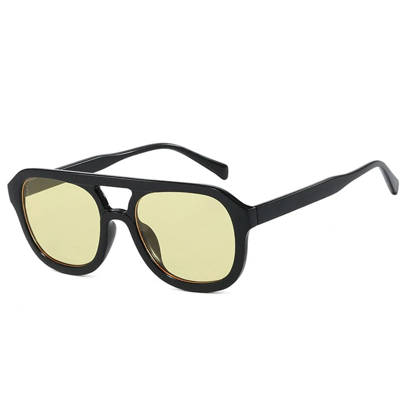 JNPCXI Double Bridges Square Women Sunglasses Fashion Black Orange Frame Men Retro Punk Sun Glasses Shades UV400