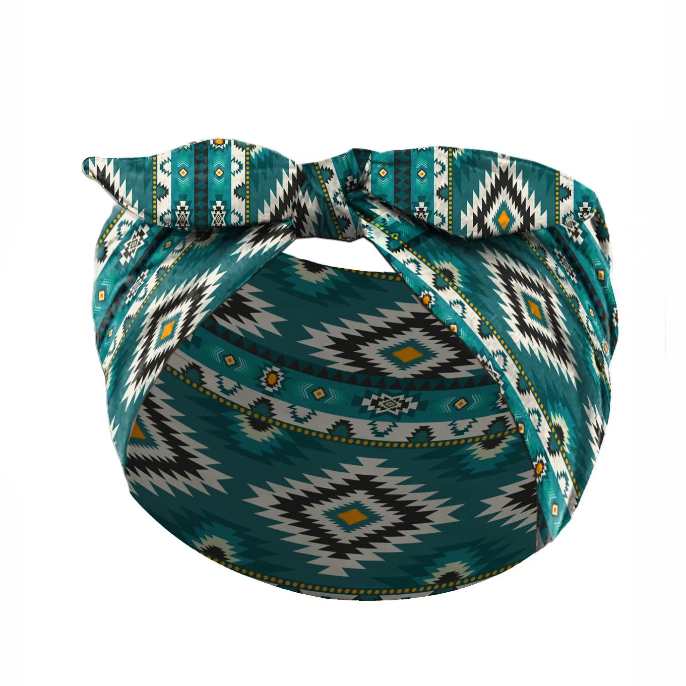Widening Bohemian style printed front knot rabbit ear elastic headband