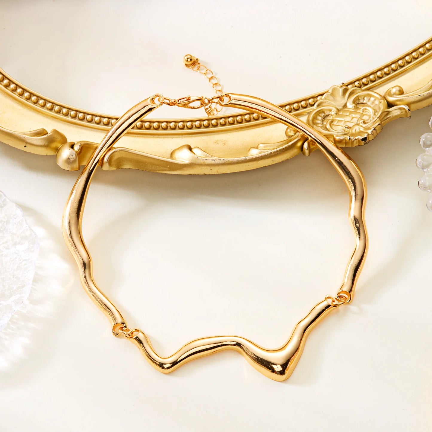 Punk Exaggerated Metal Irregular Choker Necklace Women's European and America Fashion Torques Collar Necklace Party Jewelry Gift