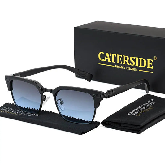 CATERSIDE New Men Fashion Sunglasses Metal Half Frame Square Suneyeglass Women Outdoors Travel Party Retro Punk Eyewear UV400