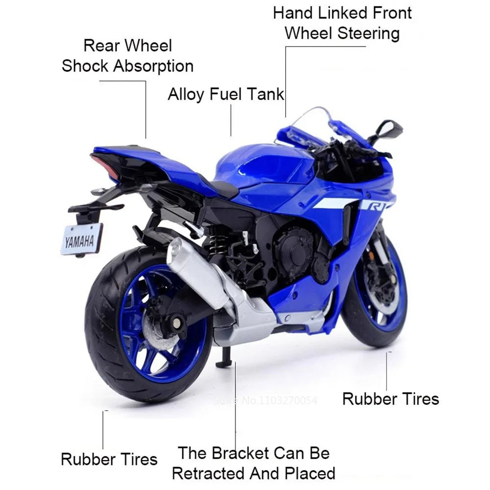 1:12 Scale Yamaha YZF-R1M Model Car Toy Racing Motorcycle Simulation Diecast Front Wheel Steering Toy Series Boy Gift Collection