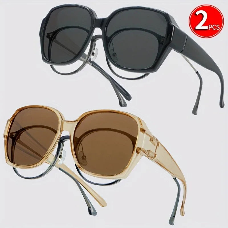 2pcs Oversize Glasses Fit Over Fashion Glasses Night vision Glasses for Men And Women for Party And Driving Perfect Daily Wear