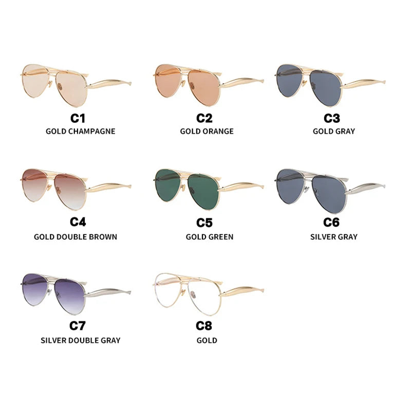 JNPCXI New Y2k Vintage Metal Pilot Sunglasses for Women Men Punk Popular Outdoor Driving Luxury Sun Glasses Shades UV400